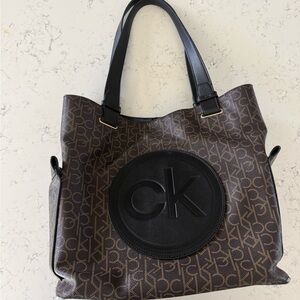 Calvin Klein Monogram Black and Brown Tote